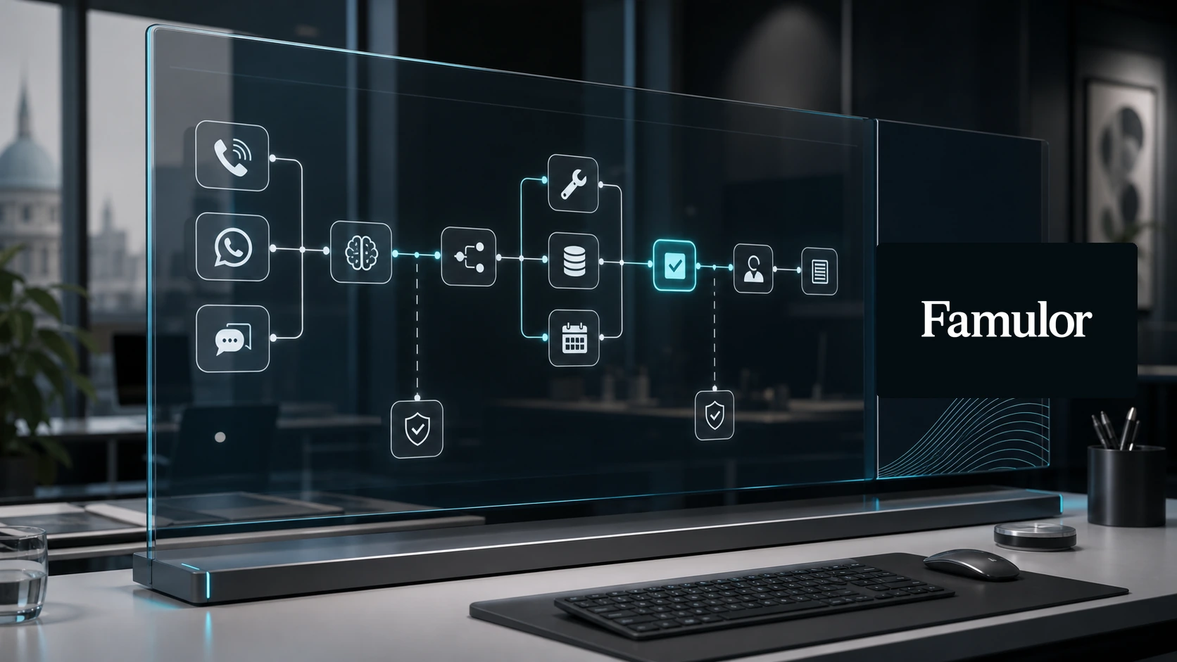 Famulor governance architecture for MCP, Mid-call Actions, CRM, WhatsApp, and audit controls