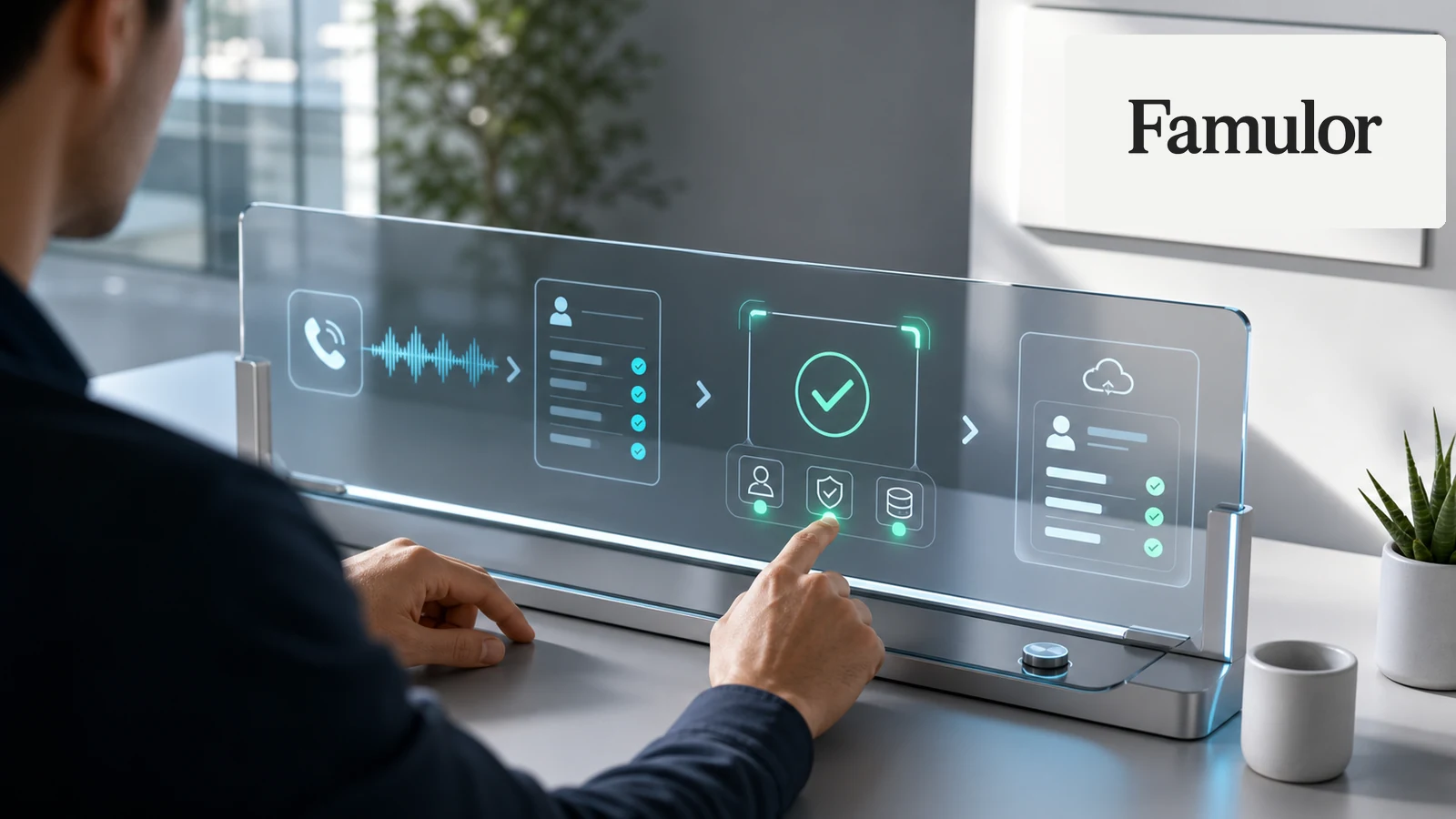 Famulor voice AI validation station for structured CRM fields and safe writeback